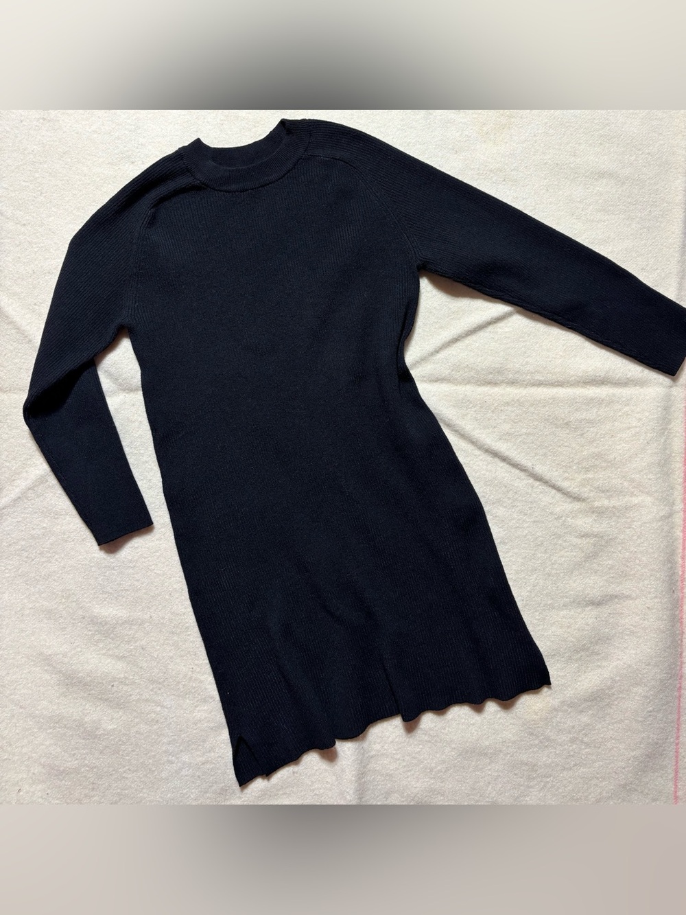 Zara Girls Black Ribbed Knit Sweater Dress Size 11-12 Minimalist Long Sleeve